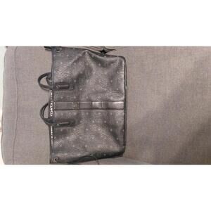 MCM Black Pebbled Leather Tote Bag with Checkered Interior